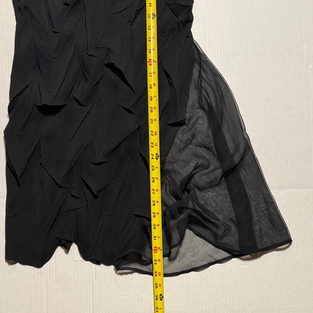 HAN FENG Women's Ruched Pleated Crinkle Black Maxi Skirt Sheer Whimsigoth XL - Picture 4 of 10